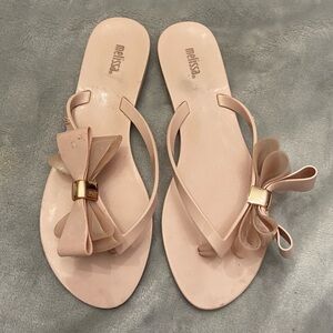Melissa Pink Harmonic Side Bow Ribbon Thong Flip Flops Sandals